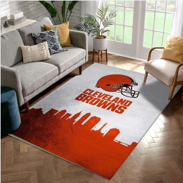 Cleveland Browns Skyline NFL Area Rug Carpet Bedroom US Gift Decor