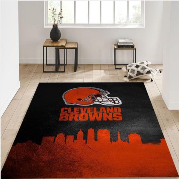 Cleveland Browns Skyline Nfl Area Rug Carpet Bedroom Family Gift Us Decor