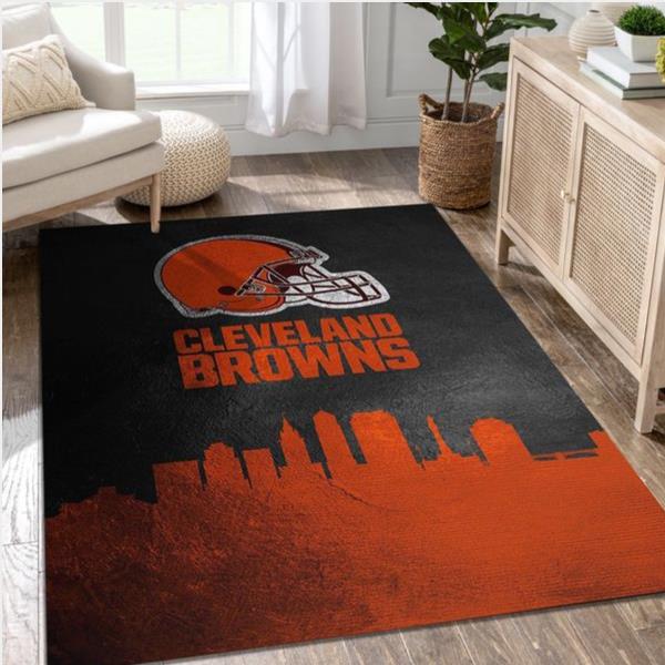 Cleveland Browns Skyline Nfl Area Rug Carpet Bedroom Family Gift Us Decor