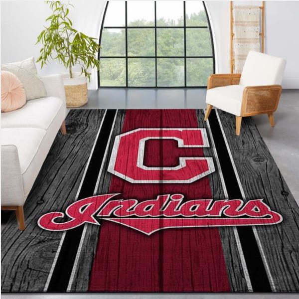 Cleveland Indians MLB Team Logo Wooden Style Style Nice Gift Home Decor Rectangle Area Rug