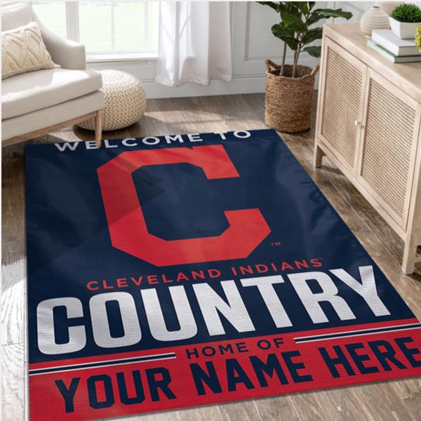 Cleveland Indians Personalized MLB Reangle Area Rug Living Room Rug