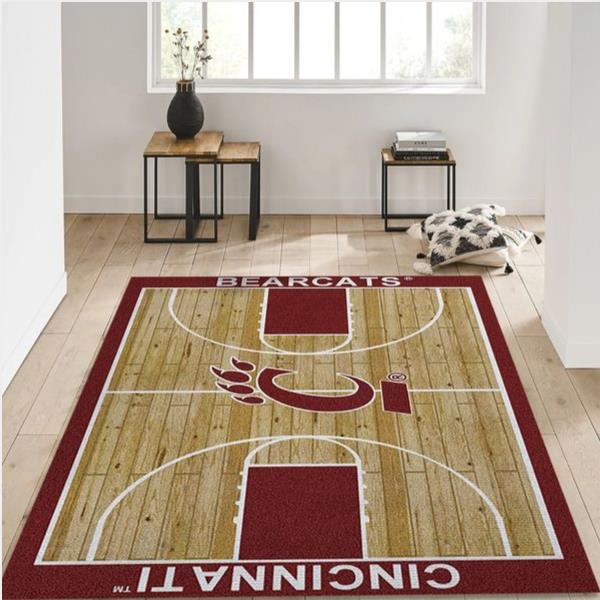 College Home Court Cincinnati Basketball Team Logo Area Rug Living Room Rug Us Gift Decor