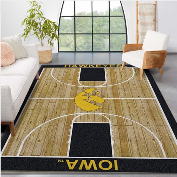 College Home Court Iowa Basketball Team Logo Area Rug Living Room Rug US Gift Decor