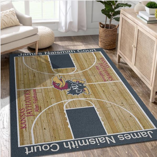 College Home Court Kansas Basketball Team Logo Area Rug Kitchen Rug US Gift Decor