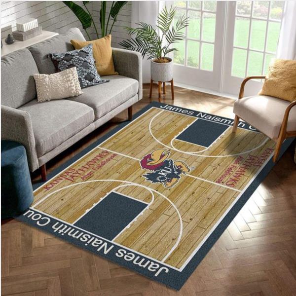 College Home Court Kansas Basketball Team Logo Area Rug Kitchen Rug Us Gift Decor