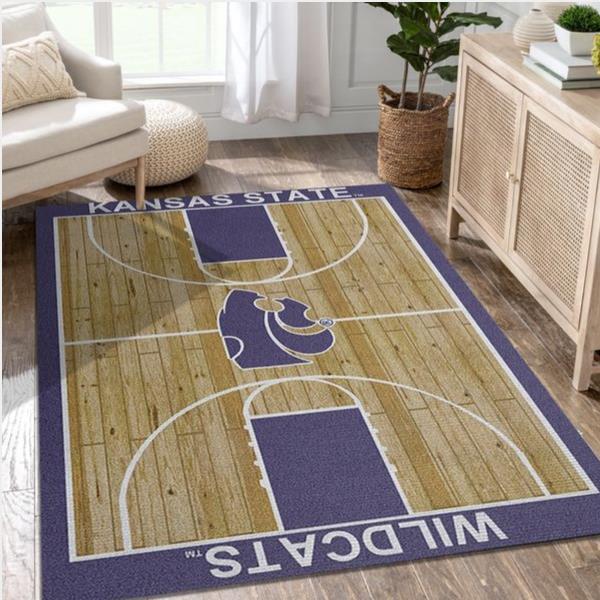 College Home Court Kansas State Basketball Team Logo Area Rug Living Room Rug Us Gift Decor