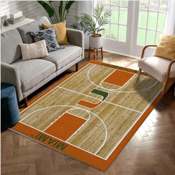 College Home Court Miami Basketball Team Logo Area Rug Living Room Rug US Gift Decor