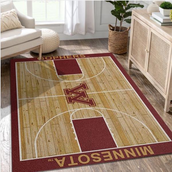 College Home Court Minnesota Basketball Team Logo Area Rug Living Room Rug Us Gift Decor