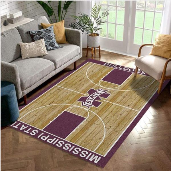 College Home Court Mississippi State Basketball Team Logo Area Rug Kitchen Rug Us Gift Decor