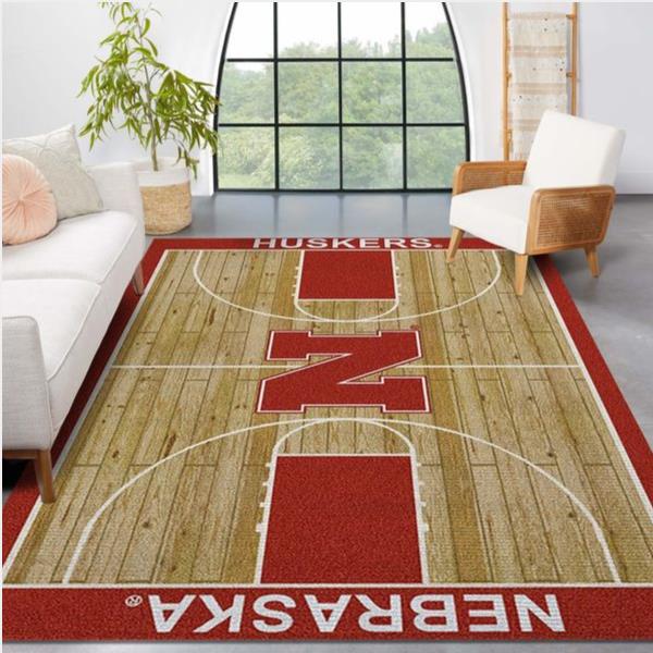 College Home Court Nebraska Basketball Team Logo Area Rug Bedroom Rug Home Us Decor