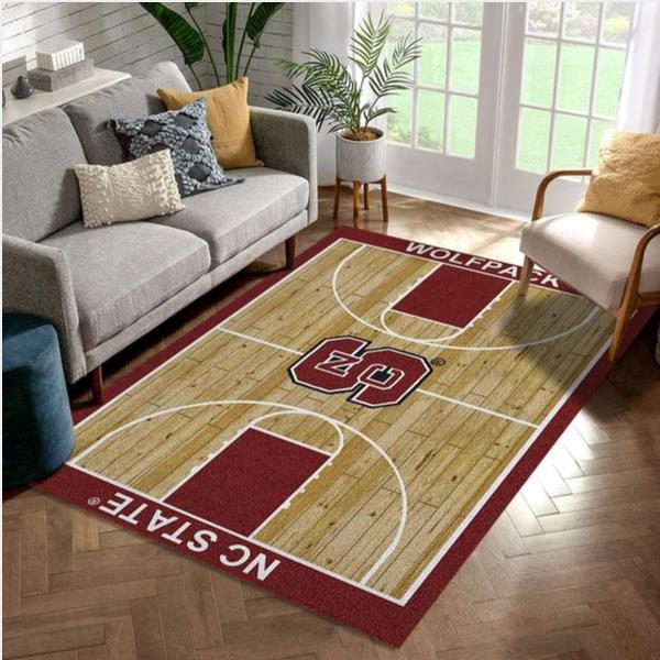 College Home Court North Carolina State Basketball Team Logo Area Rug Kitchen Rug Us Gift Decor