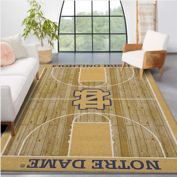 College Home Court Notre Dame Basketball Team Logo Area Rug Kitchen Rug Family Gift US Decor
