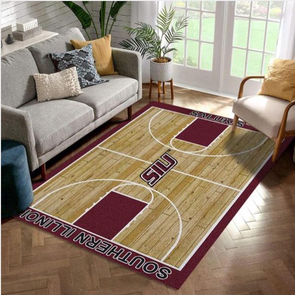 College Home Court Southern Illinois Basketball Team Logo Area Rug Living Room Rug Family Gift Us Decor