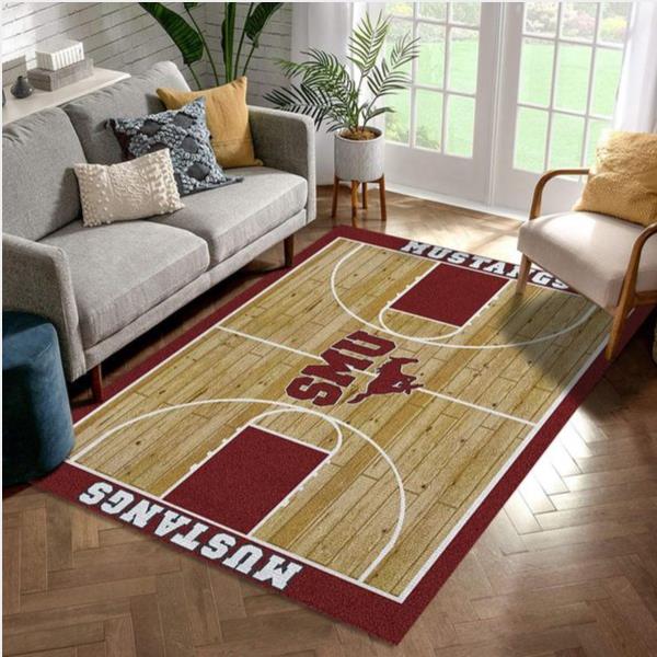 College Home Court Southern Methodist Basketball Team Logo Area Rug Kitchen Rug Home Us Decor