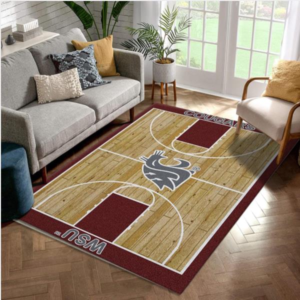 College Home Court State Basketball Team Logo Area Rug Living Room Rug Christmas Gift US Decor