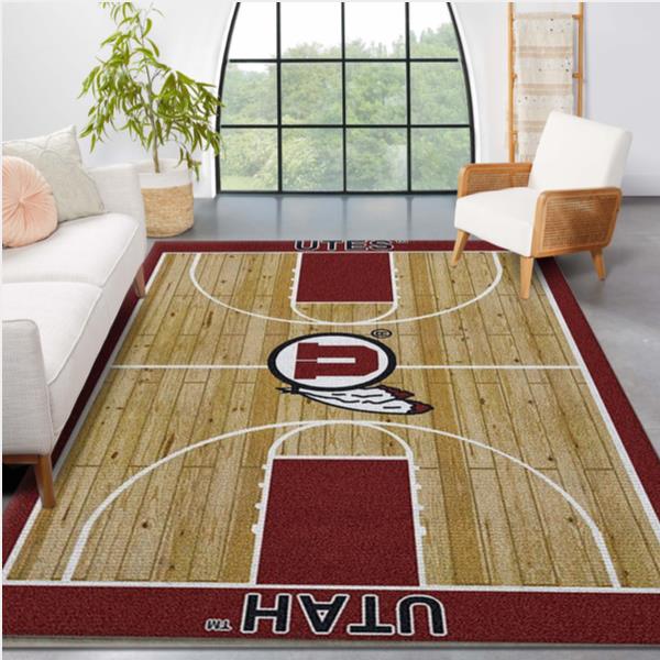 College Home Court Utah Basketball Team Logo Area Rug Kitchen Rug Home Decor Floor Decor