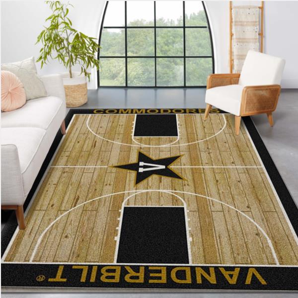 College Home Court Vanderbilt Basketball Team Logo Area Rug Kitchen Rug Home Decor Floor Decor