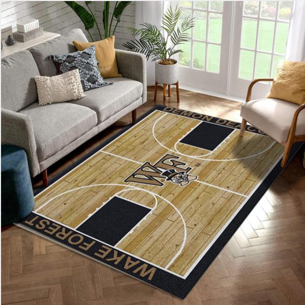 College Home Court Wake Forrest Basketball Team Logo Area Rug Living Room Rug Home Decor Floor Decor