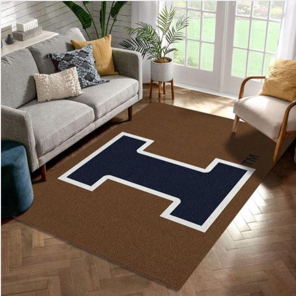 College Spirit Illinois Sport Area Rug Team Logo Home Decor Floor Decor