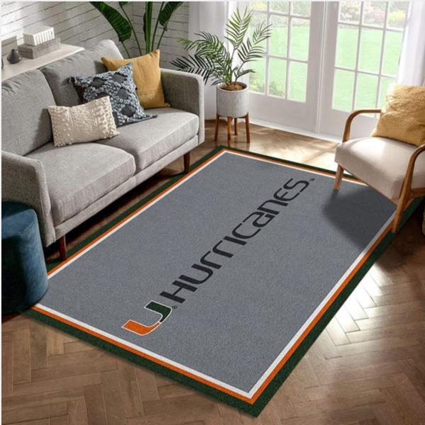 College Spirit Miami Sport Area Rug Team Logo Christmas Gift Us Decor