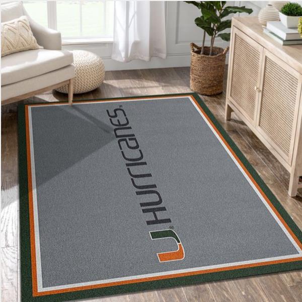 College Spirit Miami Sport Area Rug Team Logo Christmas Gift Us Decor