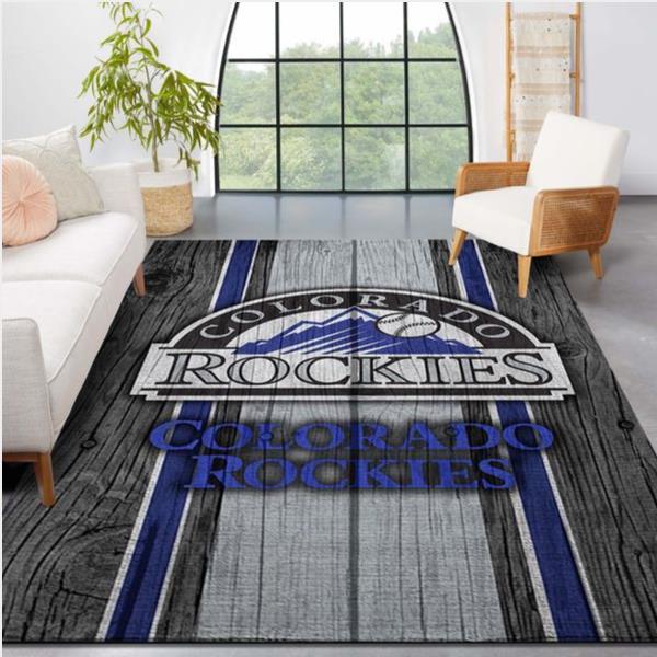 Colorado Rockies Mlb Team Logo Wooden Style Style Nice Gift Home Decor Rectangle Area Rug
