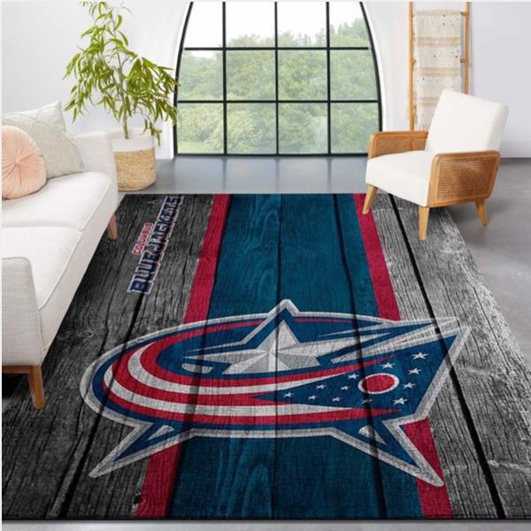 Columbus Blue Jackets Nhl Team Logo Wooden Style Nice Gift Home Decor Rectangle Area Rug
