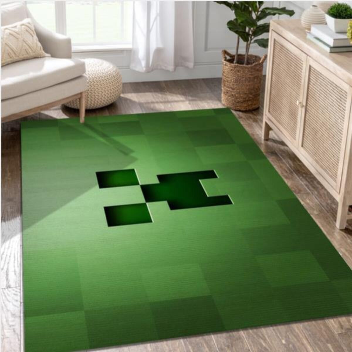 Minecraft Creeper Area Rug | Creeper Rug | 39-Inch Square Area Rug