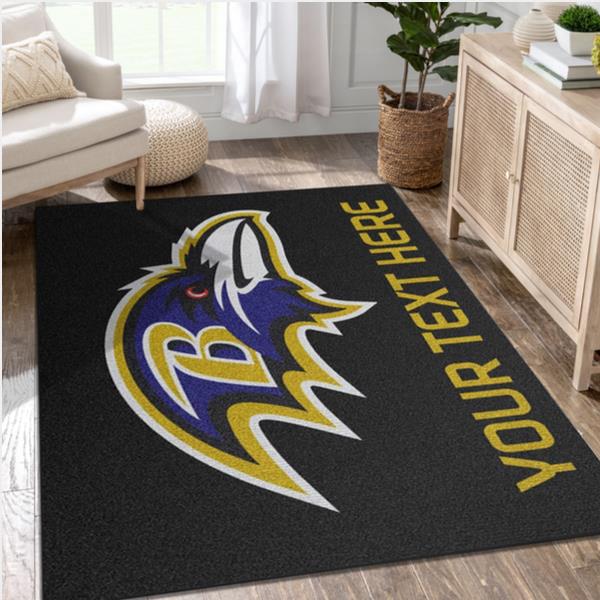 Customizable Baltimore Ravens Personalized Accent Rug NFL Area Rug For Christmas Bedroom Home Decor Floor Decor