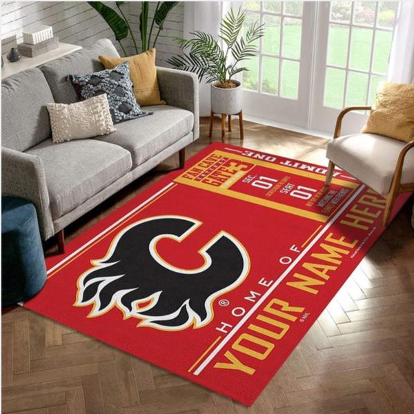 Customizable Calgary Flames Wincraft Personalized NHL Rug Bedroom Rug Floor Decor