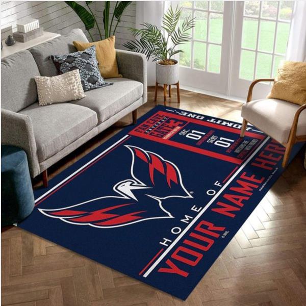 Customizable Capitals Wincraft Personalized NHL Area Rug Living Room Rug Christmas Gift