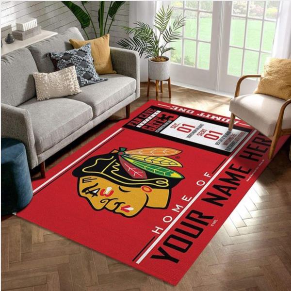 Customizable Chicago Blackhawks Wincraft Personalized NHL Rug Bedroom Rug Family Gift