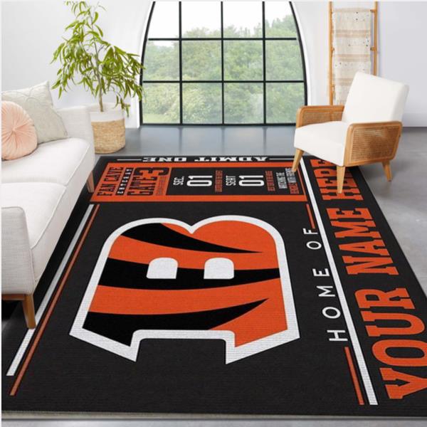 Customizable Cincinnati Bengals Wincraft Personalized NFL Area Rug Living Room Rug Home Decor Floor Decor