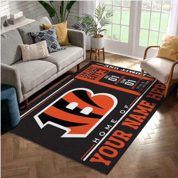 Customizable Cincinnati Bengals Wincraft Personalized Nfl Area Rug Living Room Rug Home Decor Floor Decor