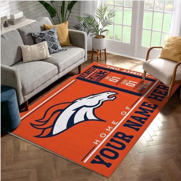 Customizable Denver Broncos Wincraft Personalized NFL Team Logos Area Rug Bedroom Christmas Gift Us Decor