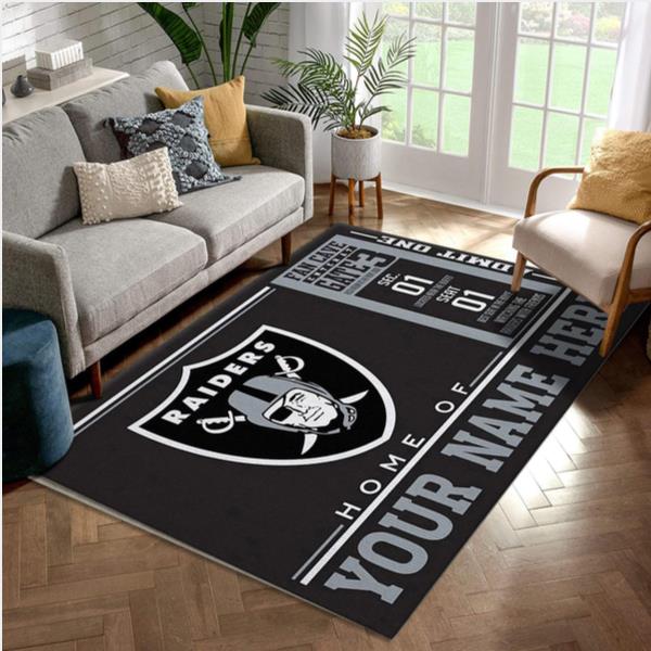 Customizable Las Vegas Raiders Wincraft Personalized Nfl Area Rug Living Room And Bedroom Rug Us Gift Decor