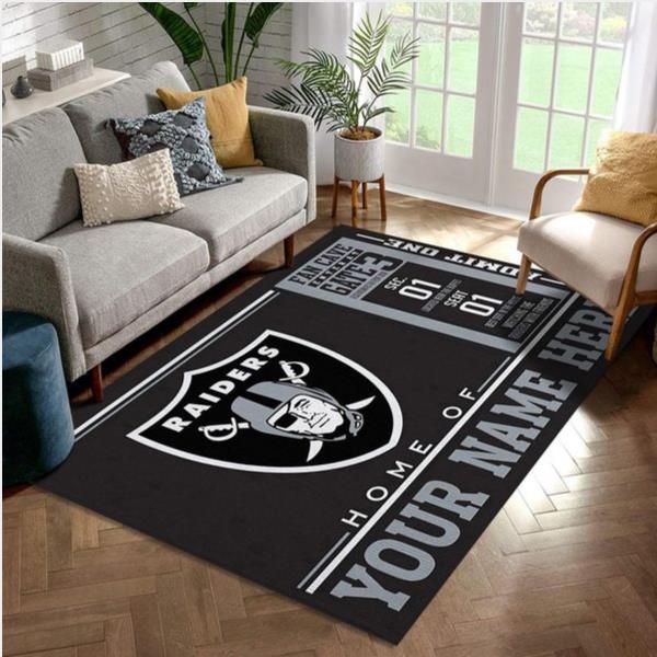 Customizable Las Vegas Raiders Wincraft Personalized Nfl Area Rug Living Room And Bedroom Rug Us Gift Decor