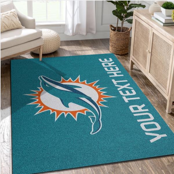 Customizable Miami Dolphins Personalized Accent Rug NFL Area Rug For Christmas Bedroom Christmas Gift Us Decor