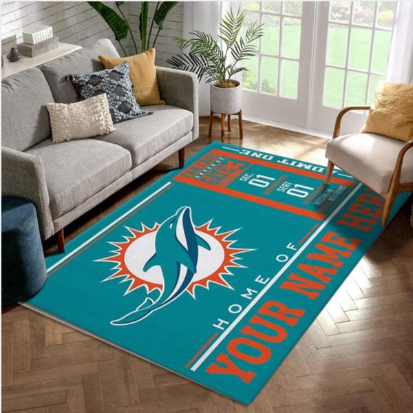 Customizable Miami Dolphins Wincraft Personalized NFL Area Rug Bedroom Home Decor Floor Decor