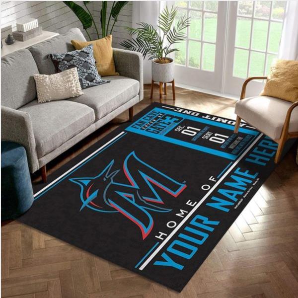 Customizable Miami Marlins Wincraft Personalized Area Rug Living Room Rug Christmas Gift Us Decor