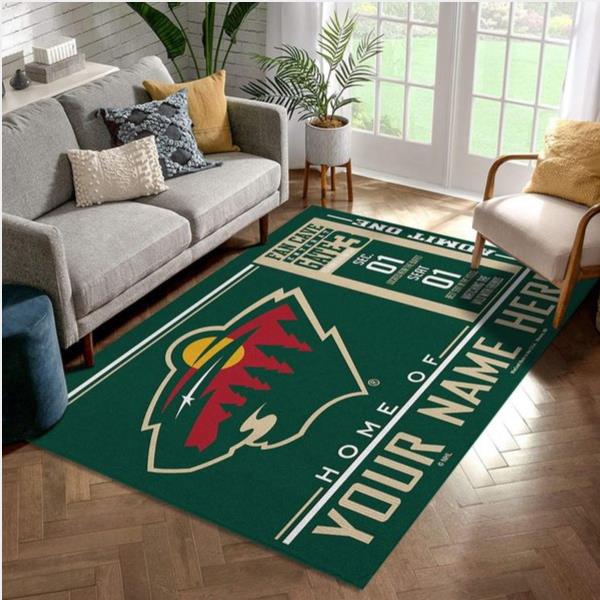 Customizable Minnesota Wild Wincraft Personalized Nhl Area Rug Living Room Rug Floor Decor