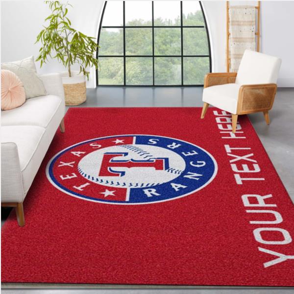 Customizable Texas Rangers Personalized Accent Rug Mlb Team Logos Living Room Rug Us Gift Decor