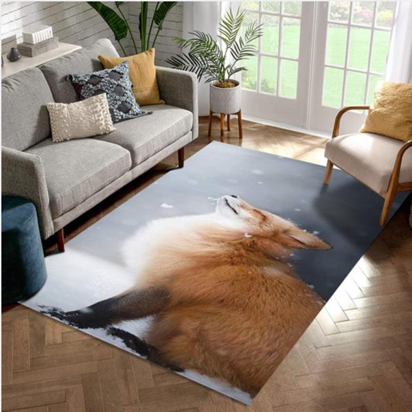 Cute Fox Animal Area Rug Living Room Rug Home Decor Floor Decor