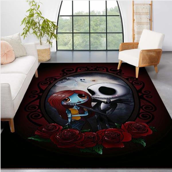 Cute Jack Skellington And Sally Carpet Rug Living Room Rug - Floor Decor