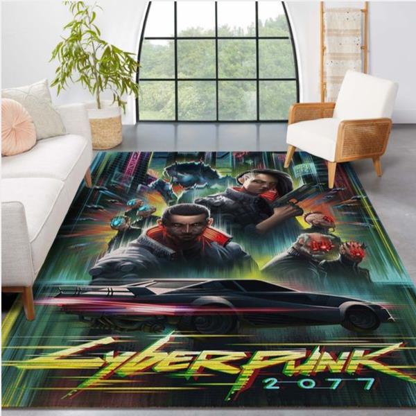 Cyberpunk 2077 Futuristic Gaming Area Rug - Living Room Carpet Local Brands Floor Decor The Us Decor