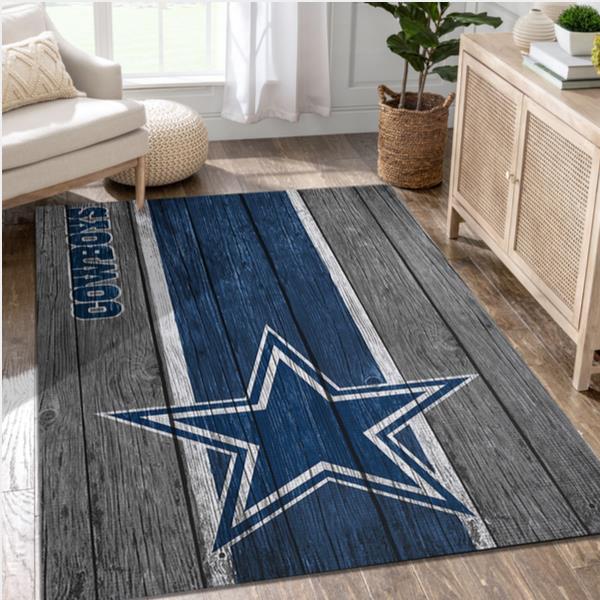Dallas Cowboys NFL Team Logo Wooden Style Style Nice Gift Home Decor Rectangle Area Rug