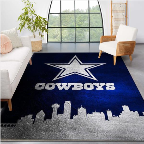 Dallas Cowboys Skyline NFL Area Rug Living Room And Bedroom Rug Home Decor Floor Decor