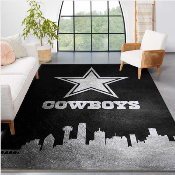 Dallas Cowboys Skyline NFL Team Logos Area Rug Kitchen Rug Home Decor Floor Decor