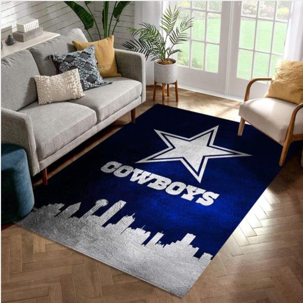 Dallas Cowboys Skyline Nfl Area Rug Living Room And Bedroom Rug Home Decor Floor Decor