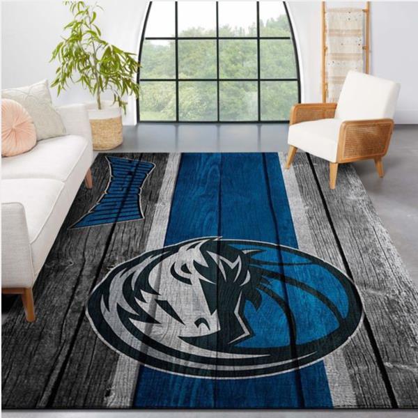 Dallas Mavericks Nba Team Logo Wooden Style Nice Gift Home Decor Rectangle Area Rug
